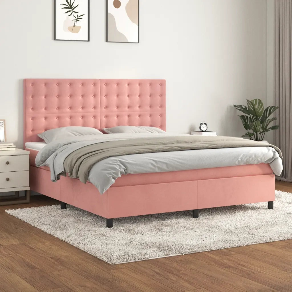Giroletto a Molle con Materasso Rosa 180x200 cm in Vellutocod mxl 123784