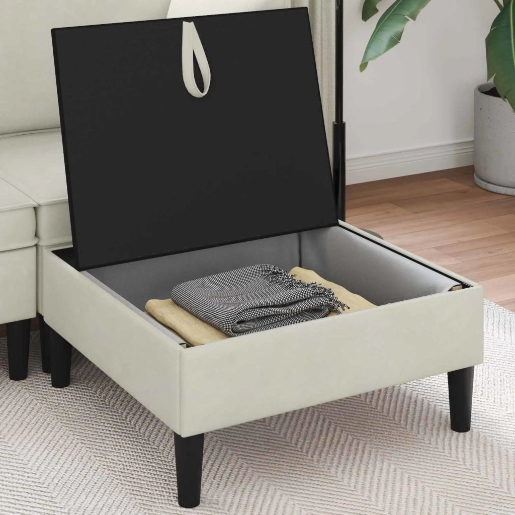 Pouf con Storage Crema Velluto 42027140