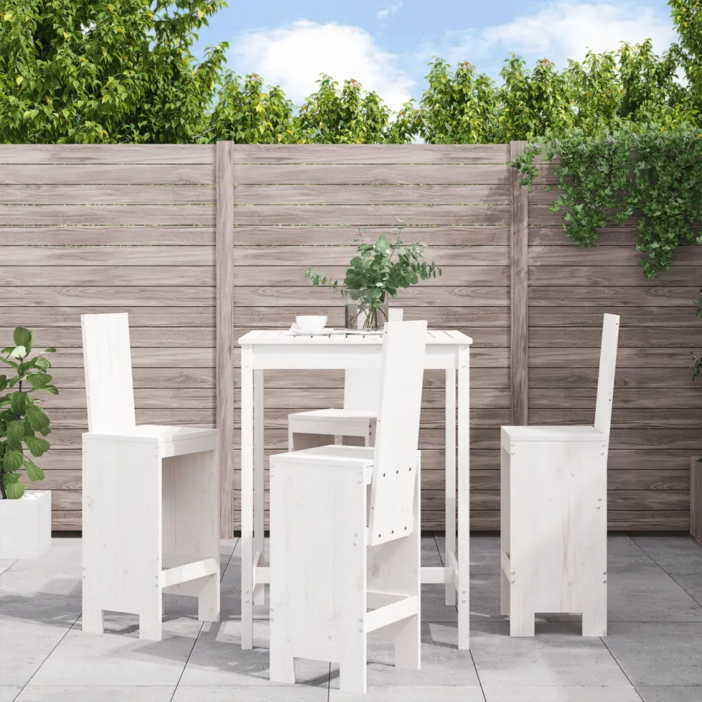 Set Bar da Giardino 5 pz | Set Salotto da Giardino Bianco in Legno Massello di Pino