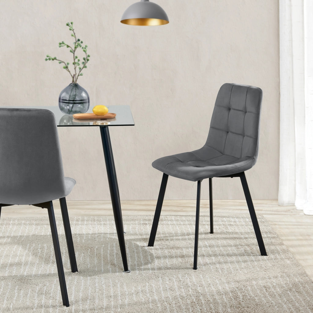 Set di 2 Sedie Lexnitz da Sala Pranzo Effetto Velluto - Grigio scuro [en.casa]