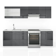 Vicco Cucina componibile Antracite 240 cm , PL Marmo