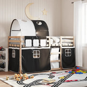 Letto a Castello senza Materasso Bianco e Nero 90x190cm in Pino 3284027