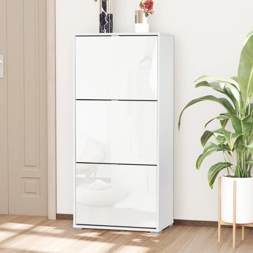 Armadio per Scarpe con 3 Cassetti ¨C zephmum ¨C Bianco 60x26x124 cm
