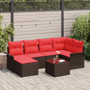 Set Divano da Giardino con cuscino 7 pcs Marrone polyrattan 3345444