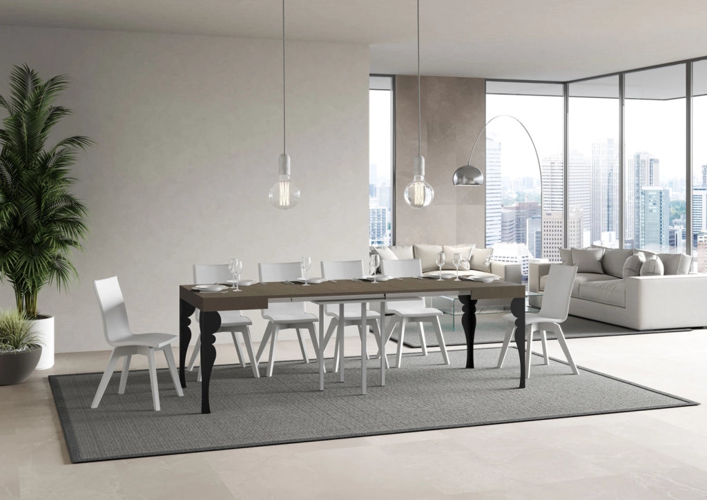 Tavolo allungabile 90/246x90 cm Paxon tortora gambe antracite