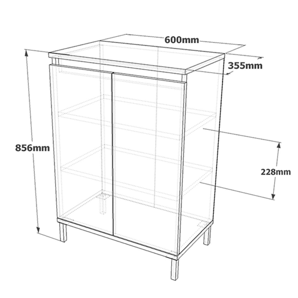 Madia Phailin, Credenza 2 Ripiani, 60x36x86h cm Marrone