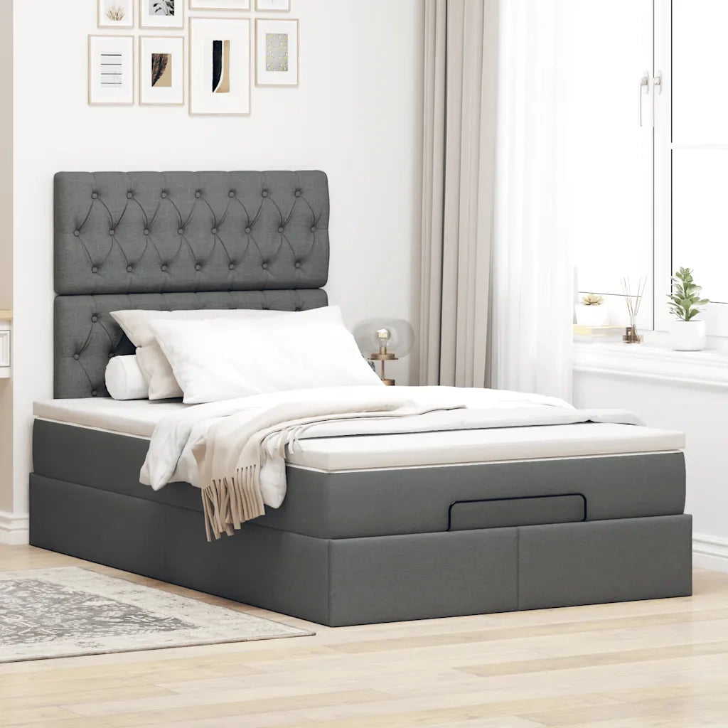 Struttura Letto Pouf con Materasso 120x200 cm in Tessuto 3314080