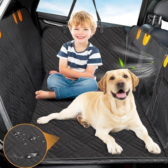 Hondendeken Auto-achterbank, Achterbank Verbredente per Auto con pannello di legno duro stabile, Prevenzione d'urto acqua e abrasione per auto, SUV, furgone