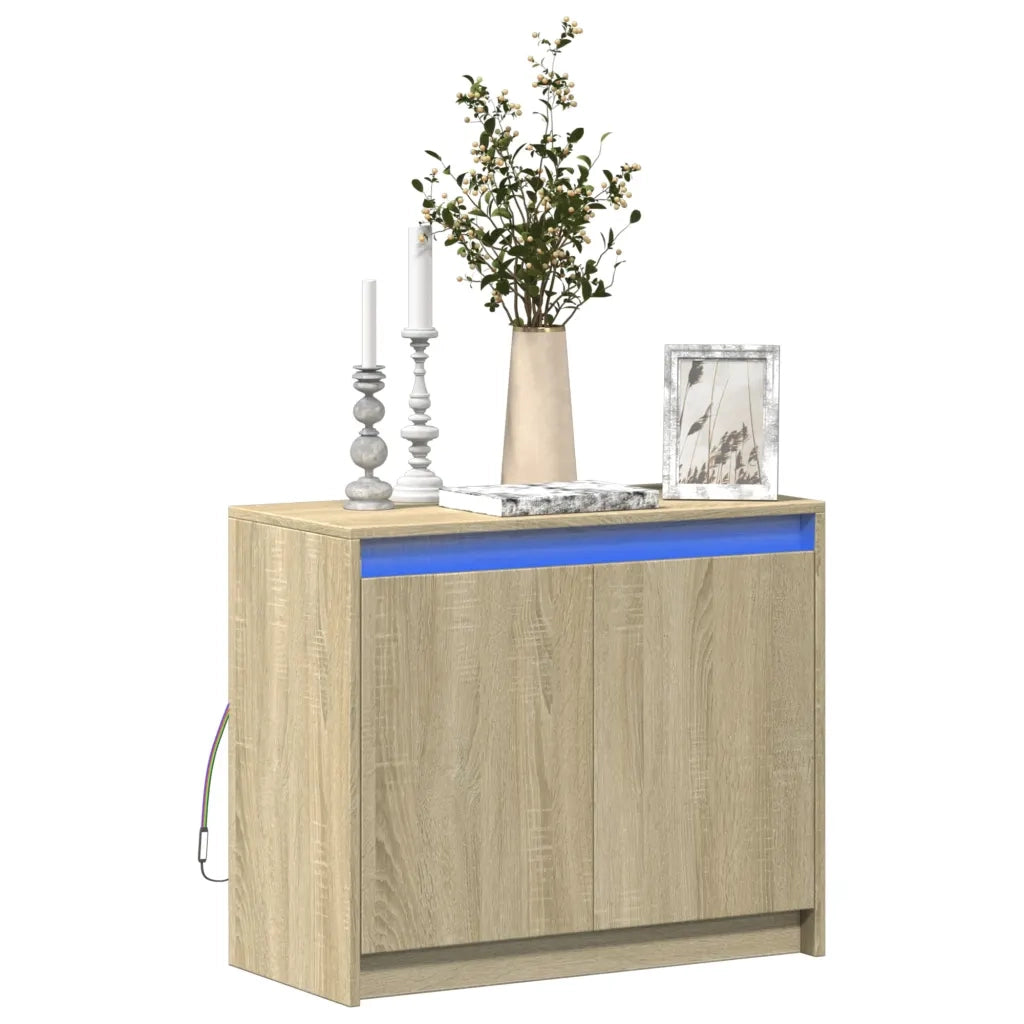 Credenza con LED-Buffet-Armadio da cucina Rovere Sonoma 72x34x61 cm in Legno Multistrato