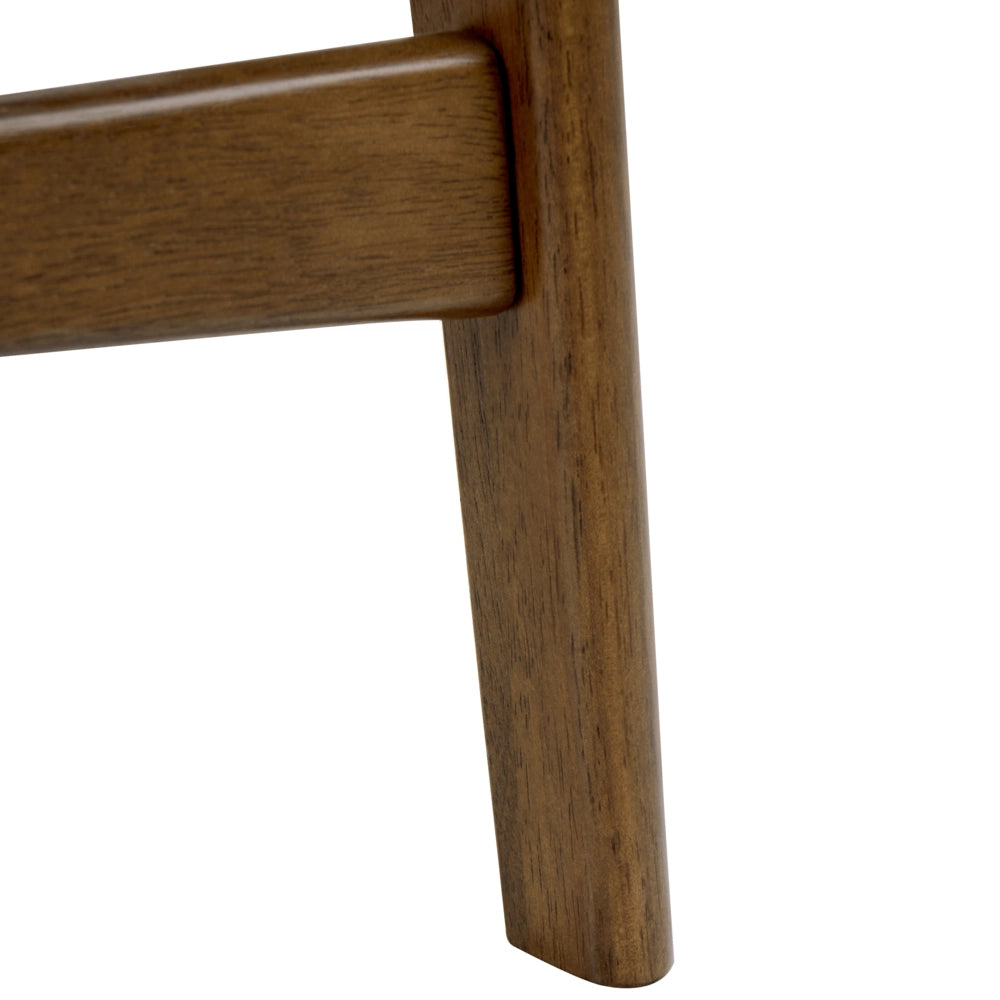 Set di 2 sedie da pranzo in tessuto bianco sporco e struttura in legno marrone senza braccioli con seduta