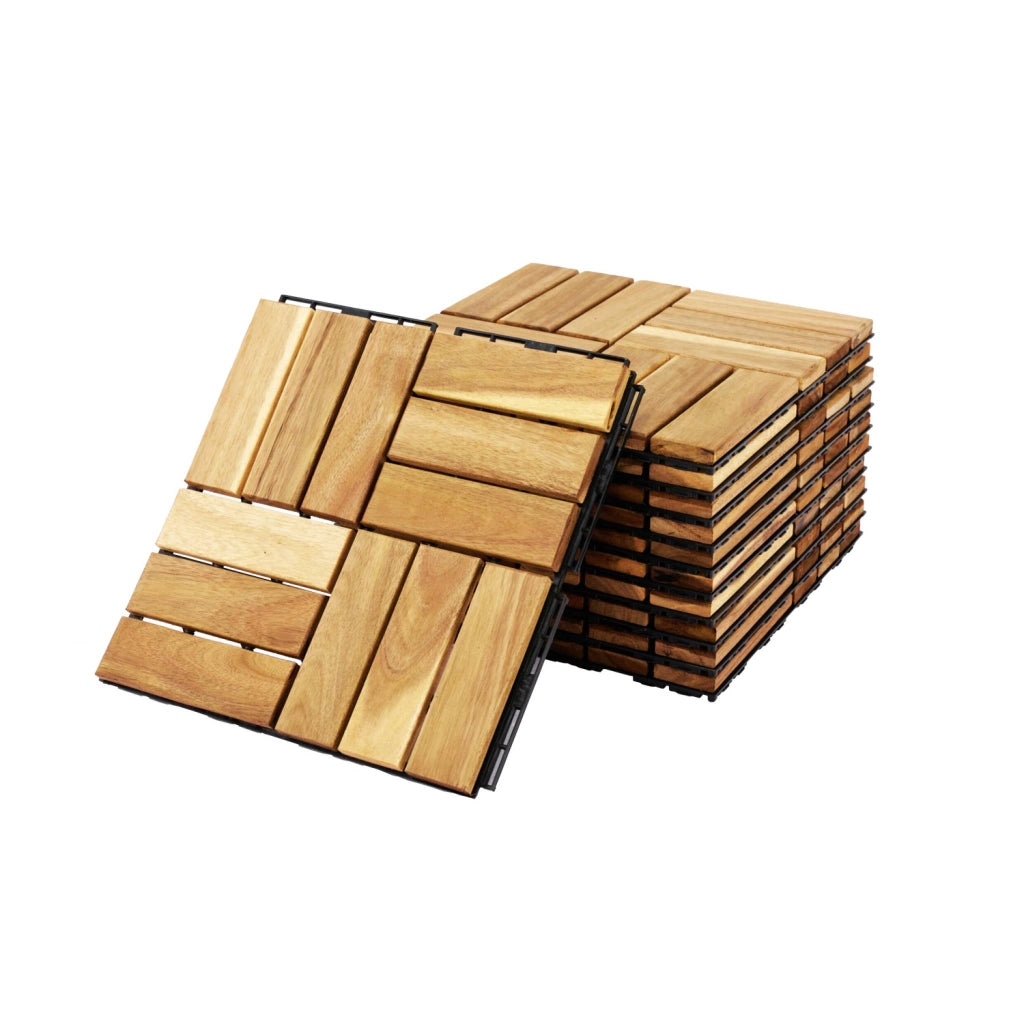 Set di piastrelle per patio in legno, 30x30cm, marrone naturale