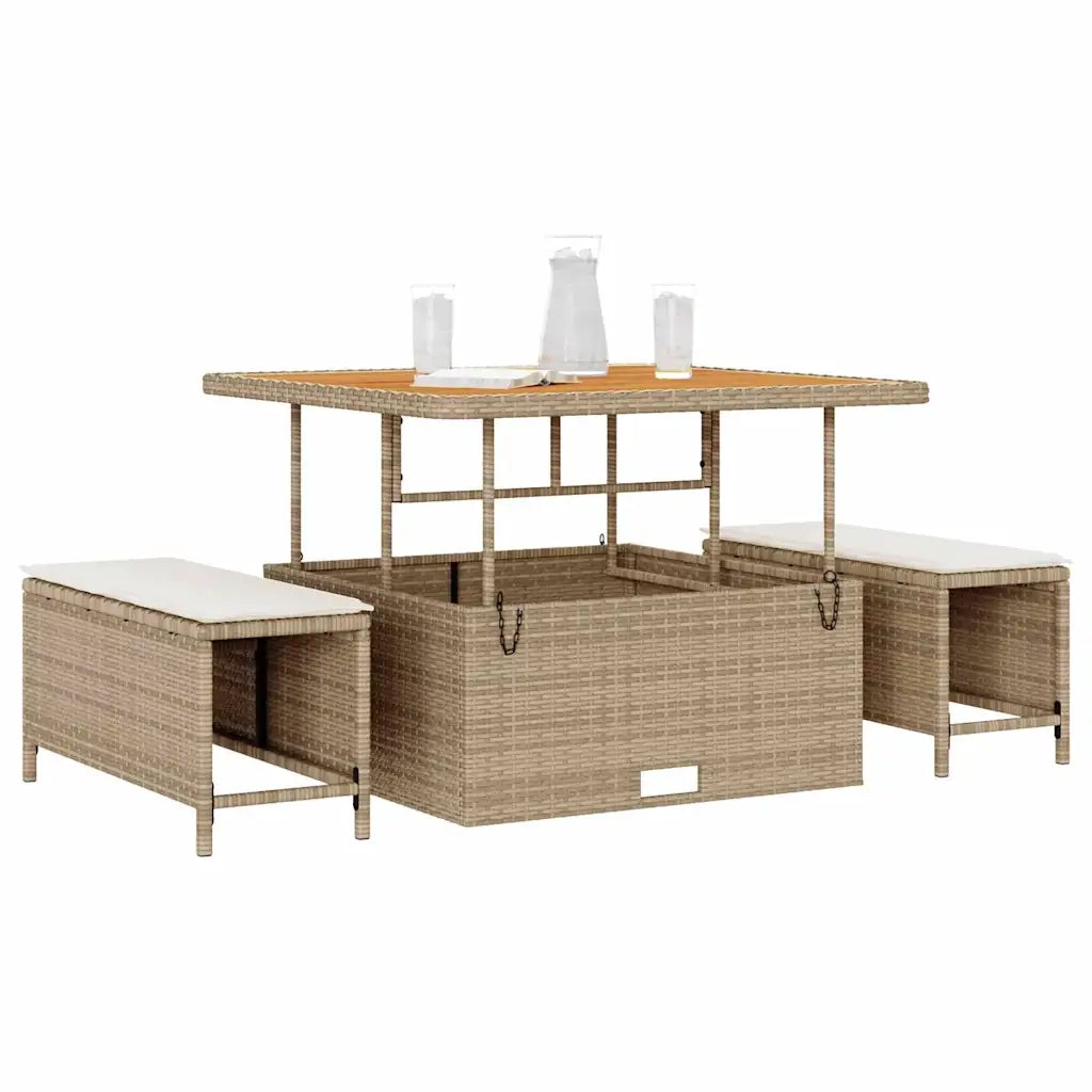Set da Pranzo per Giardino | Set Salotto da Giardino Beige polyrattan