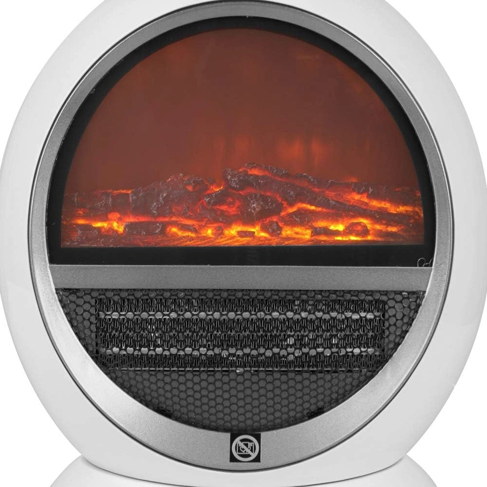 ® Camino Elettrico con Effetto Fiamma 1500W Ruotabile Termoventilatore Effetto Camino Portatile Caminetto Elettrico LED 2 Impostazioni di Calore