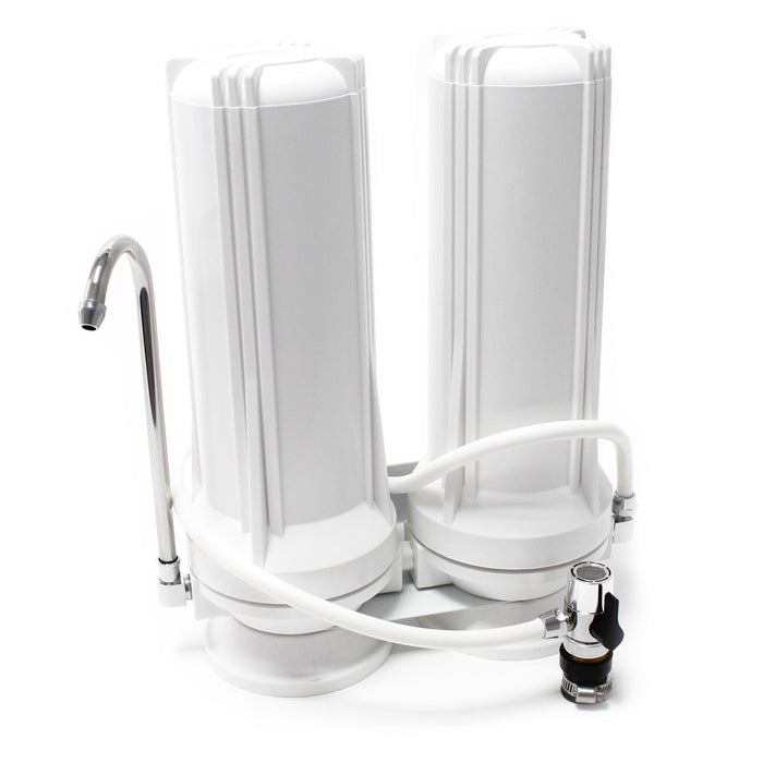 Naturewater Filtro dell'acqua a 2 livelli TR202 con cartucce filtranti 254 mm, con rubinetto