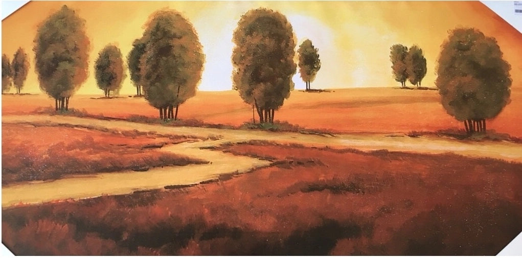 Quadro da Parete Dipinto Medio Paesaggio al Tramonto 55 x 115 cm