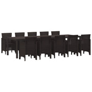 Set da Pranzo da Giardino  11 Pezzi in Rattan Poliestere Marrone