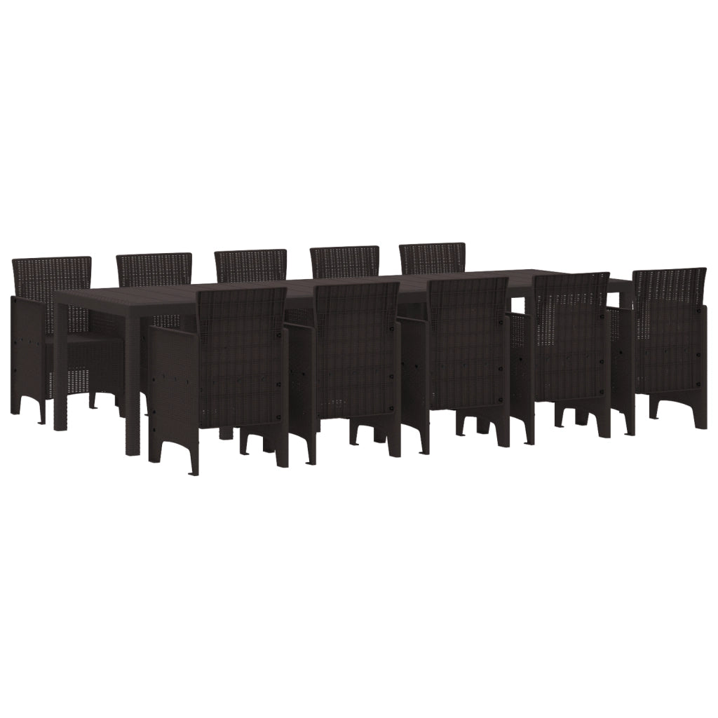 Set da Pranzo da Giardino  11 Pezzi in Rattan Poliestere Marrone