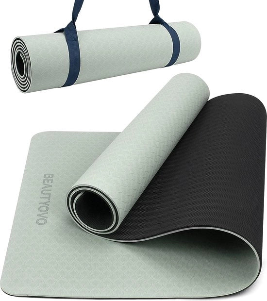 Mat di yoga antiscivolo con cinturino, 6 e 8 mm, mat di allenamento professionale, fitness mat antiscivolo, TPE, pvc mat di ginnastica per casa e all'aperto, mat di allenamento per esercizio fisico