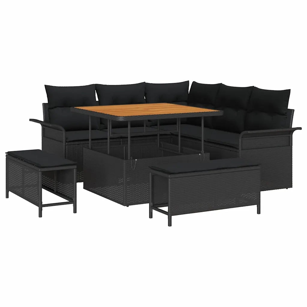Set Divano da Giardino con cuscino 8 pcs Nero polyrattan 3362124