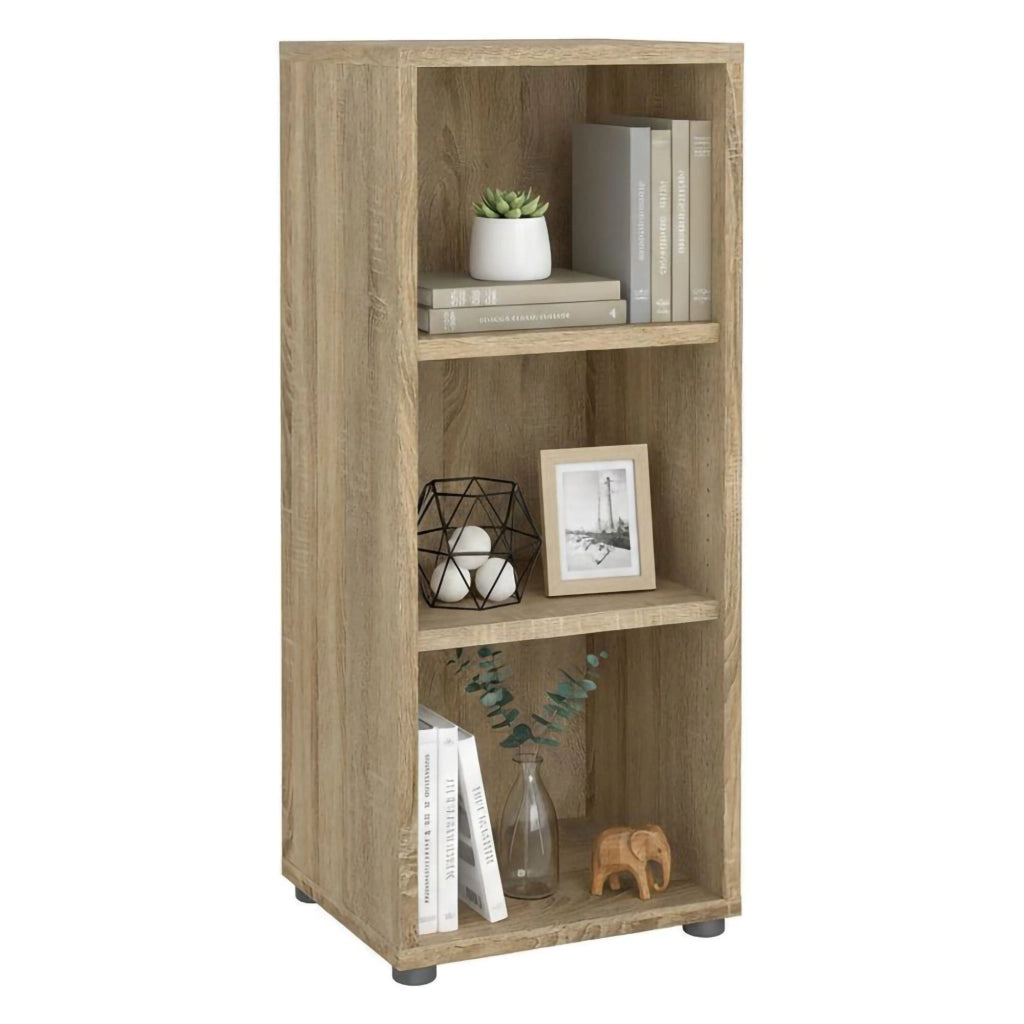 Libreria Minsk, Scaffale da ufficio, Mobile portalibri, Biblioteca, 47x40 h113 cm, Quercia