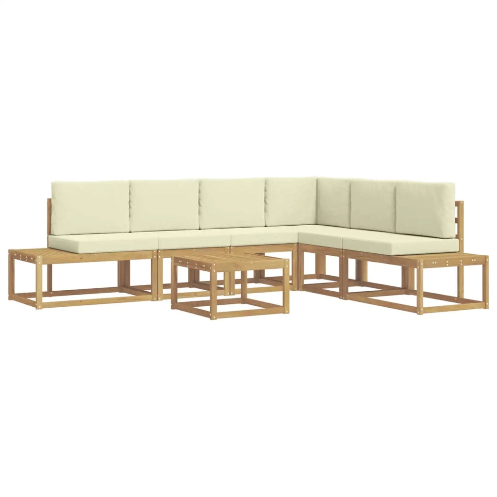 Set di divani da esterno 5 Pezzo Bianco e Crema Poliestere 3388199