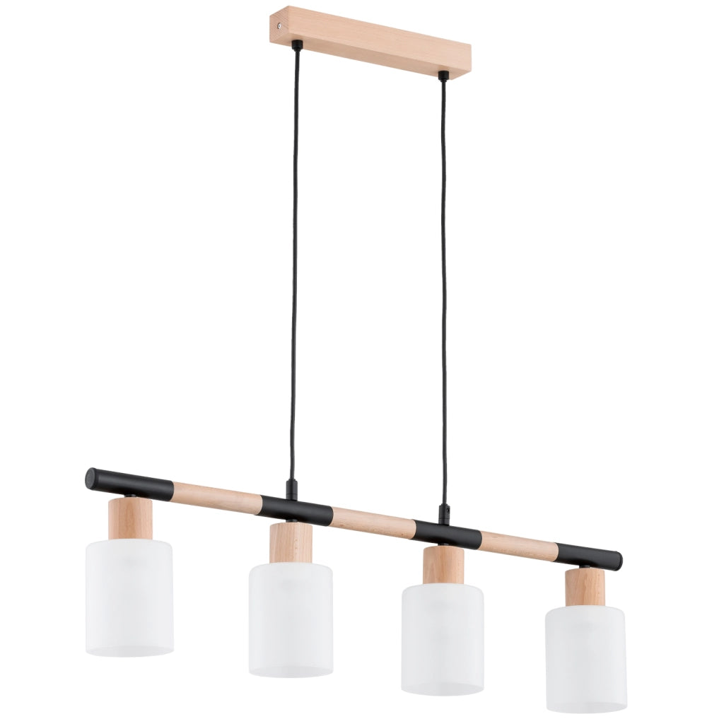 Lampada sospesa nordica DELLA in legno, barra 4xE27 Alfa