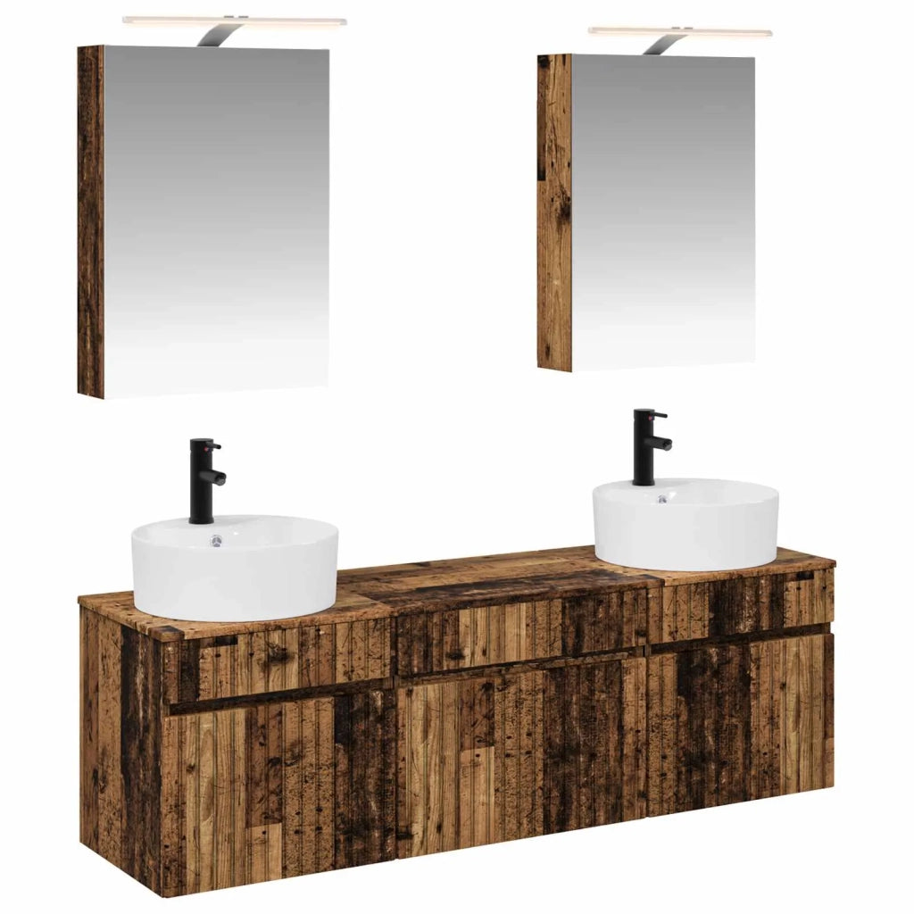 Set di Armadi da Bagno 5 pcs Legno antico 50 x 14,5 x 70 cm 3406597