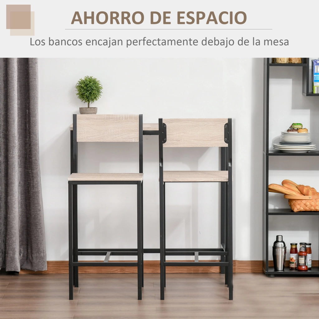 Set tavolo da bar e 2 sgabelli ¨C zephmum ¨C telaio metallo colore nero