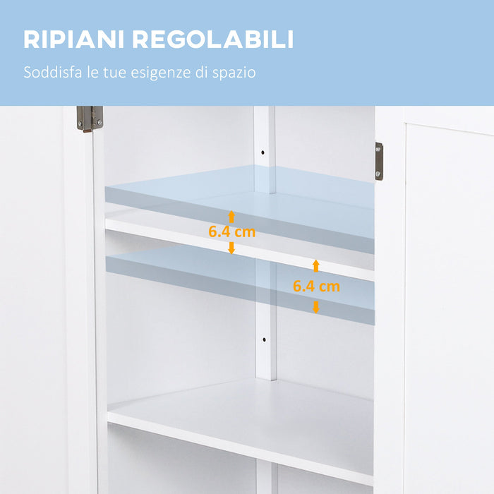 Mobiletto da Bagno 2 Ante Bianco 60x30x80 cm