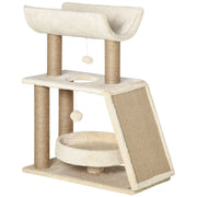Albero Tiragraffi 60x30x76 cm con Cucce e Pannello in Sisal Marrone Chiaro
