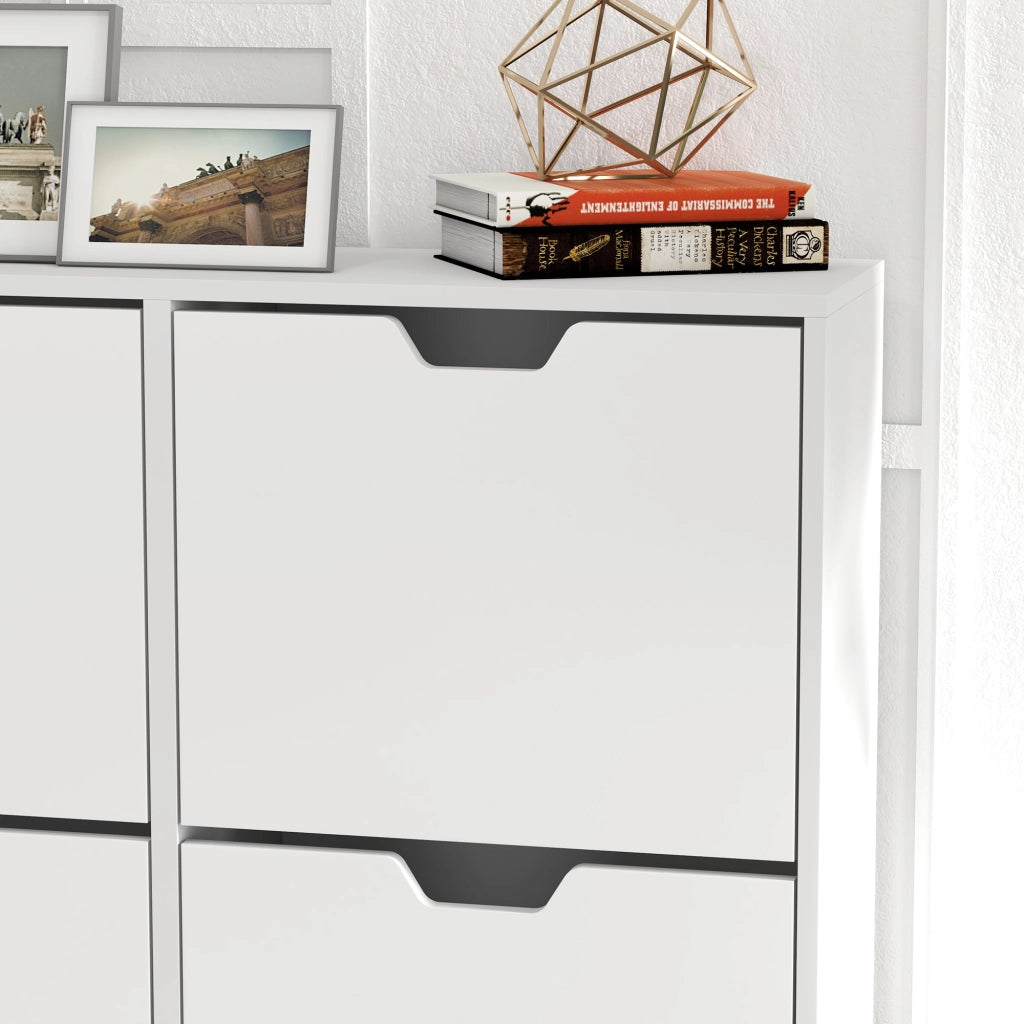 Scarpiera 4 ante 16 paia con ripiano regolabile ¨C zephmum ¨C 95x26x95 cm bianco