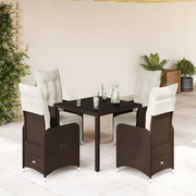 vidaXL Set Bistrò da Giardino 5 pz con Cuscini in Polyrattan Marrone