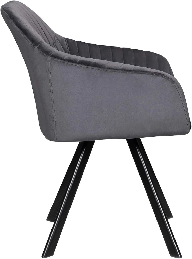 4X Sedie da Salotto con Braccioli Sgabello Grigio Scuro da Salone Cameretta Design Moderno 0260BY-4