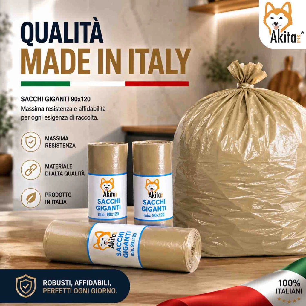 Akitaink Sacchi Spazzatura Grandi 90x120 Ambra 40pz