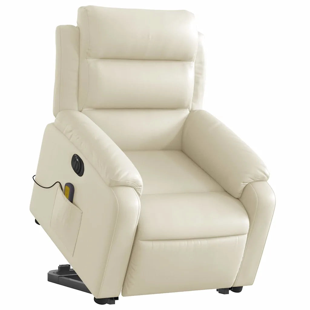 Poltrona Alzapersona Elettrica Reclinabile Crema in Similpelle 3205064