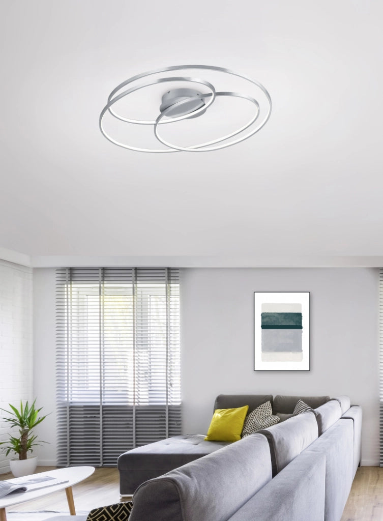 Plafoniera moderna Trio GALE LED 50W 5250lm argento 3000K