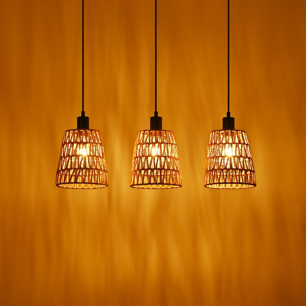 Lampada a sospensione ZMH per sala da pranzo 3 luci nera 120 cm altezza regolabile