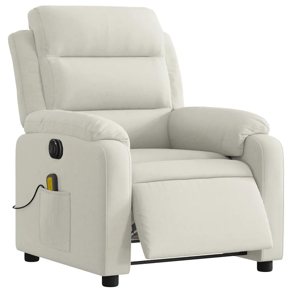 Poltrona Massaggiante Reclinabile Elettrica Crema Velluto 3205090