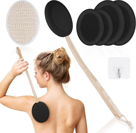 Set di 7 creme per pavimenti con 4 inserti intercambiabili e maniglia lunga - per uomo e donna, applicatore di crema per pavimenti per anziani (nero)
