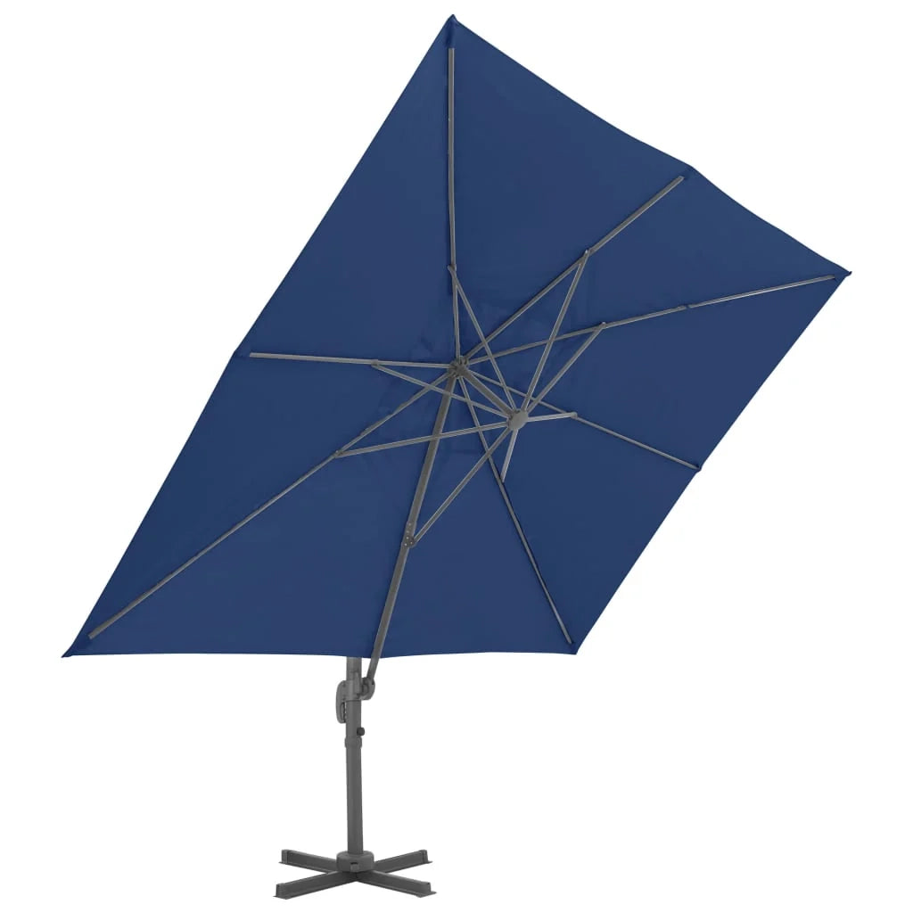 Ombrellone a braccio con palo in alluminio 4 x 3 m blu azzurro 02_0008485