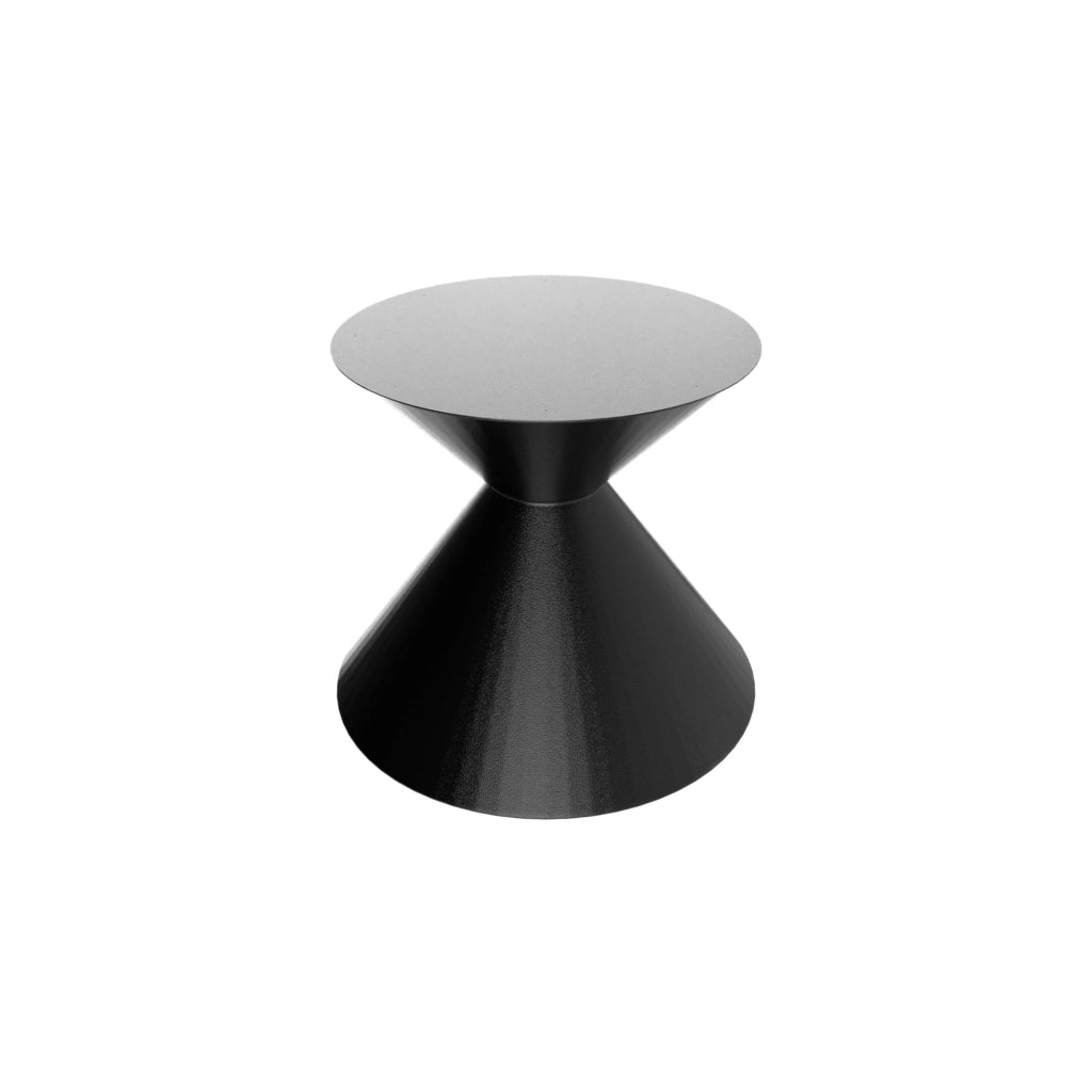 Graal Black - Tavolo Rotondo Ø120 cm Base a Doppio Cono in Metallo e Top in Legno Laminato Nero