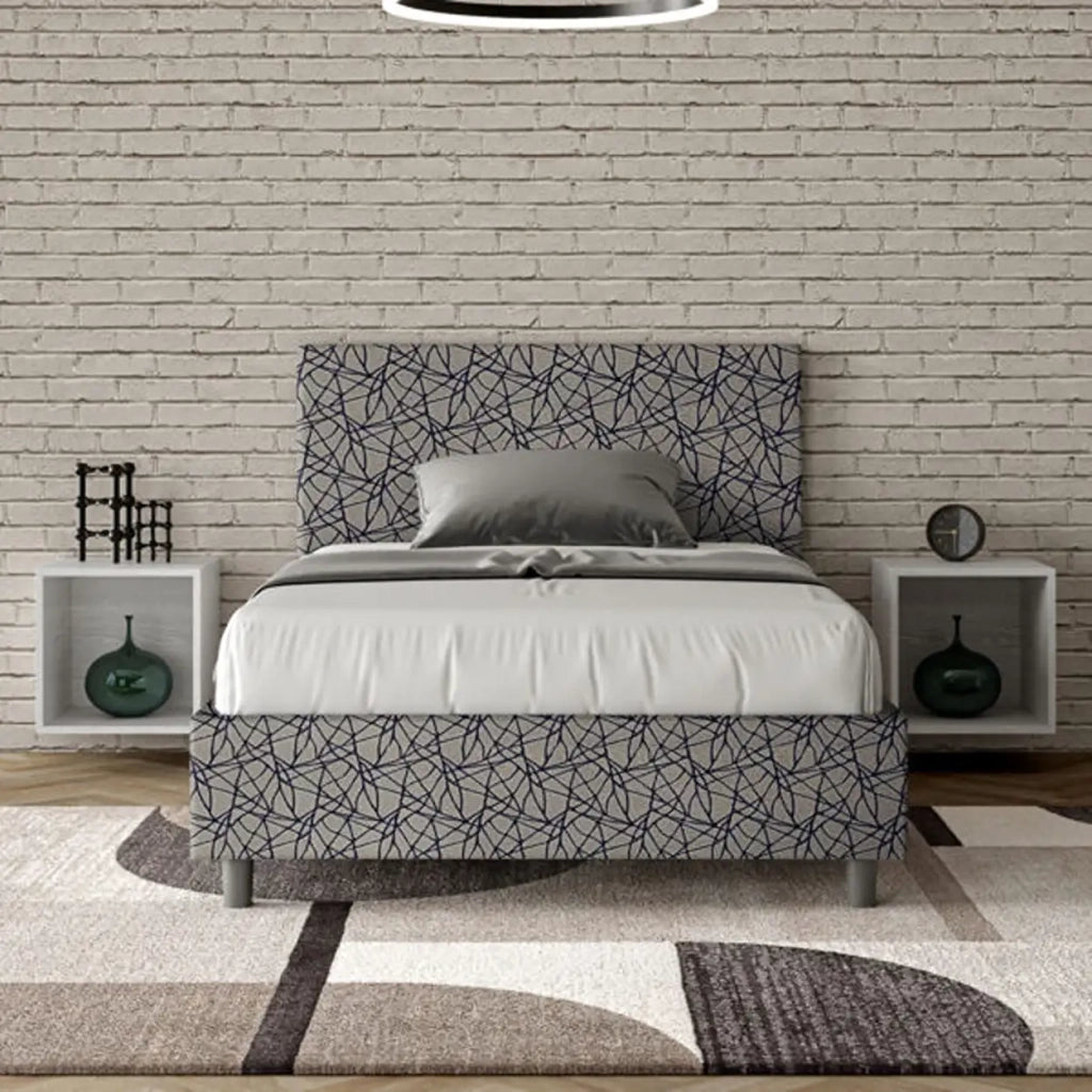 Letto una piazza e mezza senza rete imbottito 120x190 tessuto Era 9 blu Adele