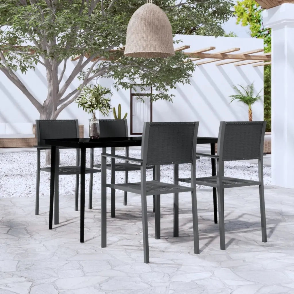 Set da Pranzo da Giardino 5 pz | Set Salotto da Giardino Nero