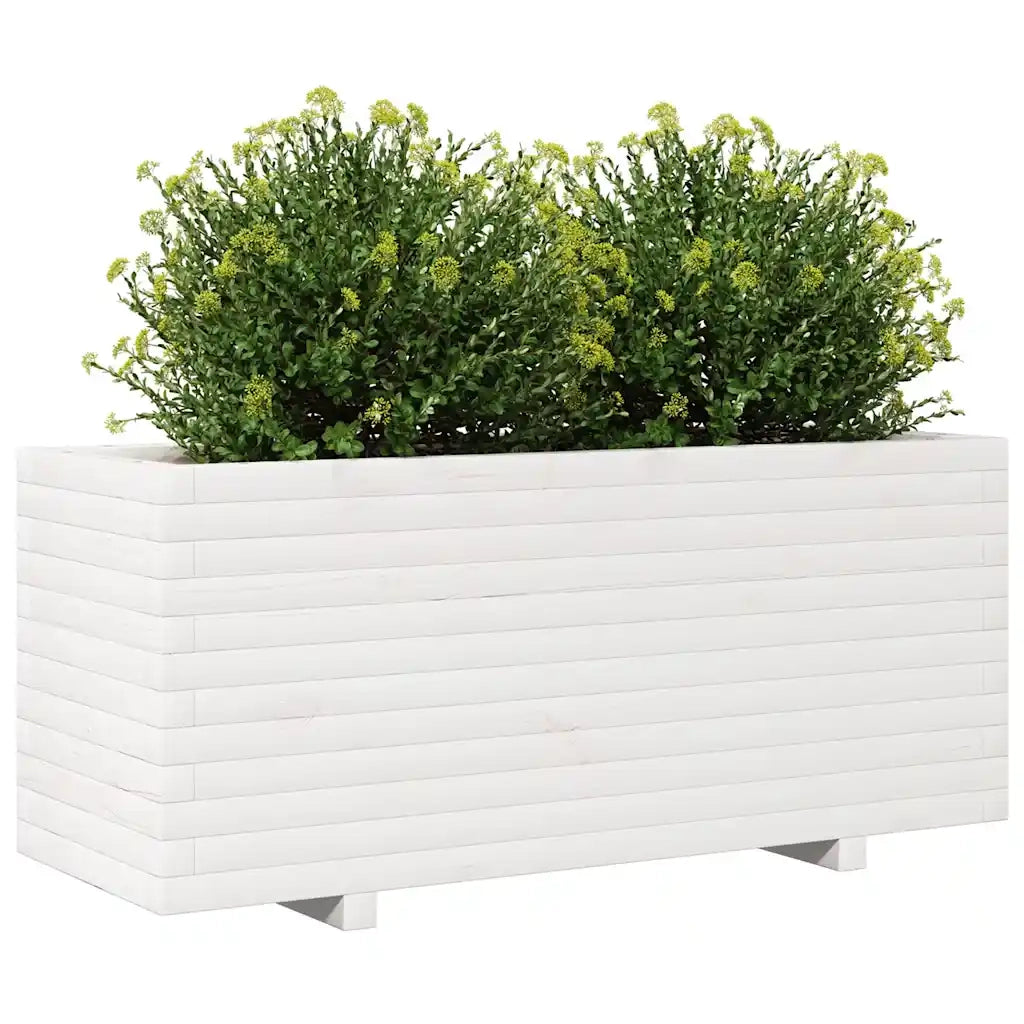 Fioriera da Giardino Bianca 110x40x49,5 cm Legno Massello Pino 847379