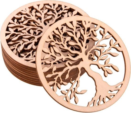 Sostegni in legno per piante 10 pezzi 10x10cm - Set di sostegni per bicchieri e tazze per caffè e tè - Sostegni per piante