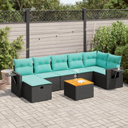 Set Divani da Giardino con Cuscini 8 pz Nero in Polyrattan