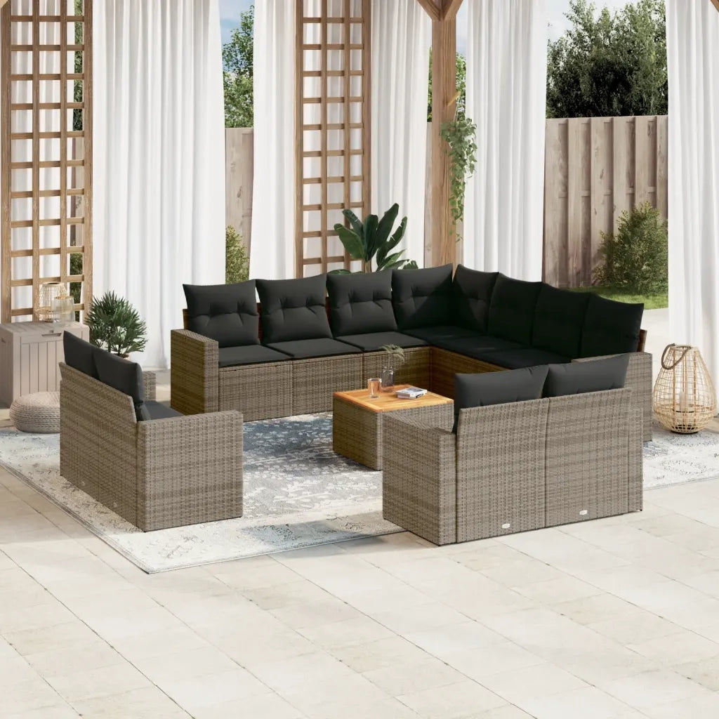 Set Divani da Giardino 12 pz con Cuscini Grigio in Polyrattancod mxl 116691