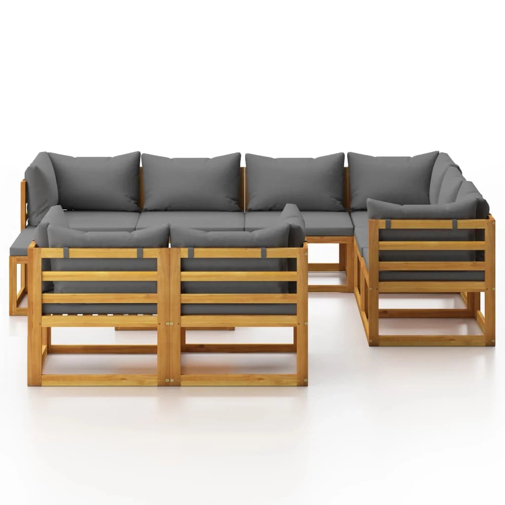 Set di mobili da giardino mobili da esterno 10 pezzi con cuscini legno massello di acacia 02_0014961