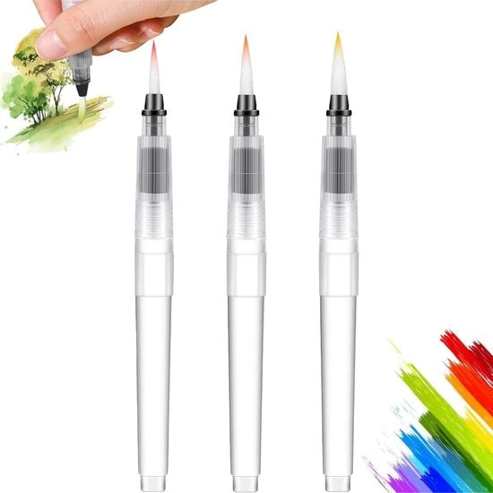 Penne aquarel puntute con serbatoio d'acqua - Risciacquo - 155 mm - Idonee per acquerello - Completa ideale per la pittura