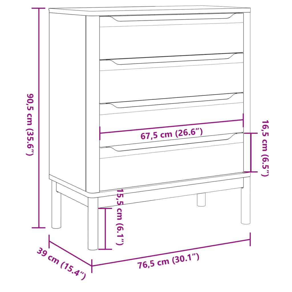 Cassettiera FLORO Marrone Cera in Legno Masselo di Pino 374008